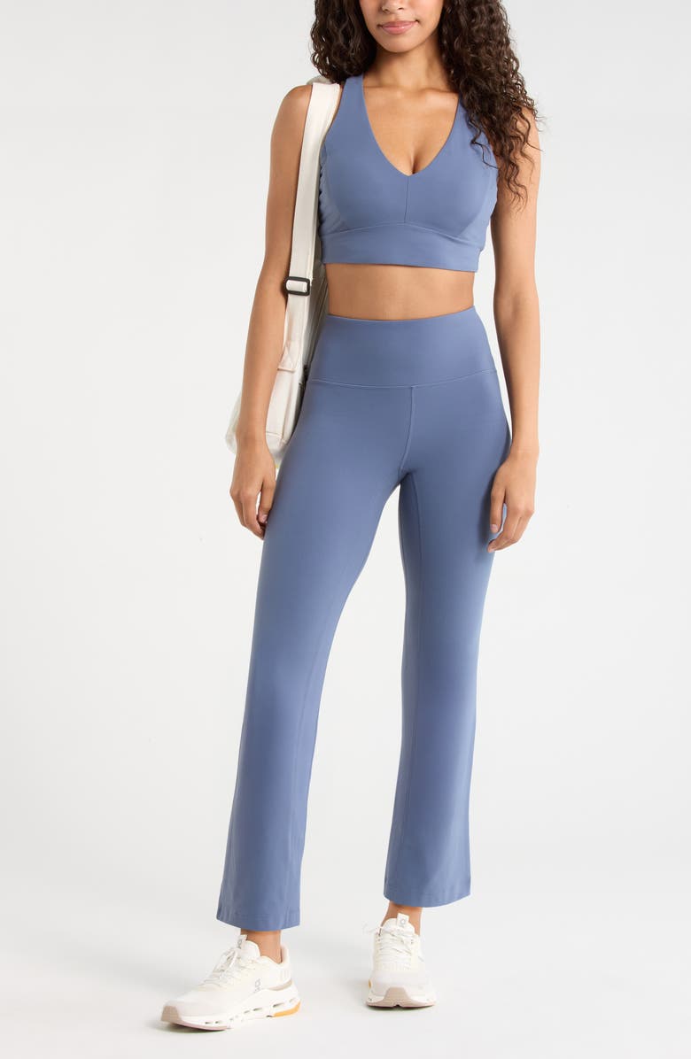 Zella Studio Luxe High Waist Flare Ankle Pants, Alternate, color, Blue Vintage