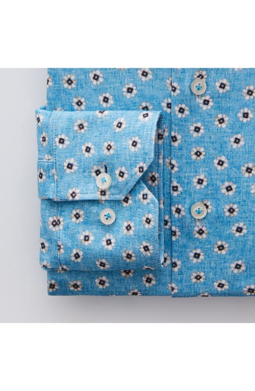 Emanuel Berg 4flex Modern Fit Floral Knit Button-up Shirt In Blue