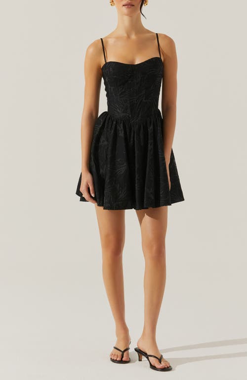 Astr The Label Linelly Floral Sleeveless Fit & Flare Minidress In Black