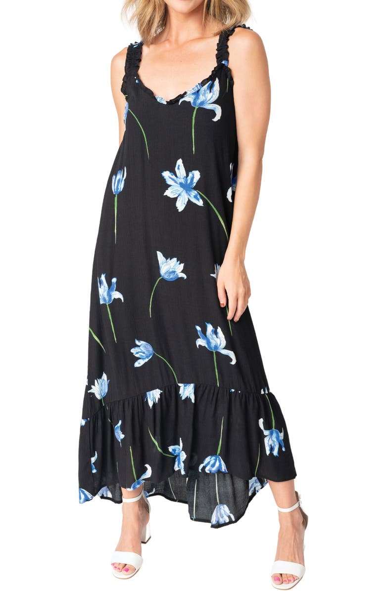 GIBSONLOOK High-Low Ruffle Edge Maxi Dress, Alternate, color, 