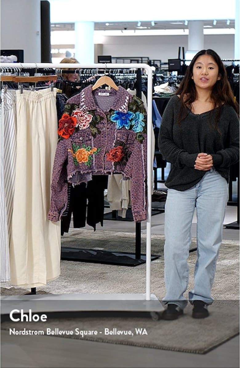 Bloom Floral Appliqué Texture Denim Jacket, sales video thumbnail