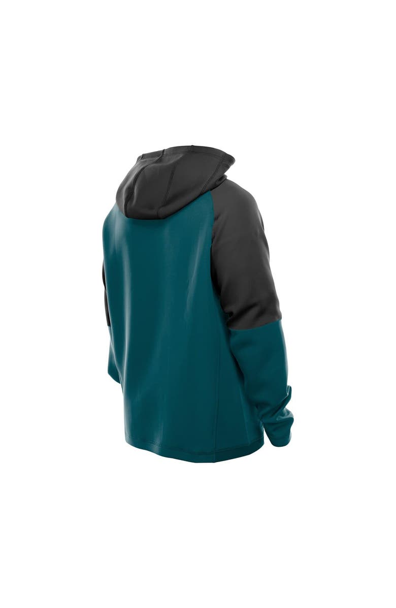 New Era Men's New Era  Midnight Green Philadelphia Eagles Combine Authentic Color Block Raglan Pullover Hoodie, Alternate, color, 