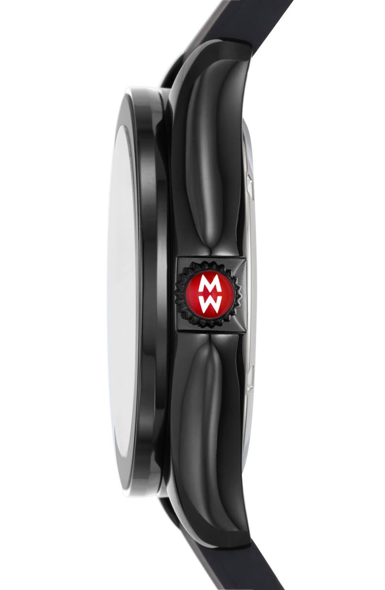 MICHELE Cape Topaz Chronograph Silicone Strap Watch, 38mm, Alternate, color, 