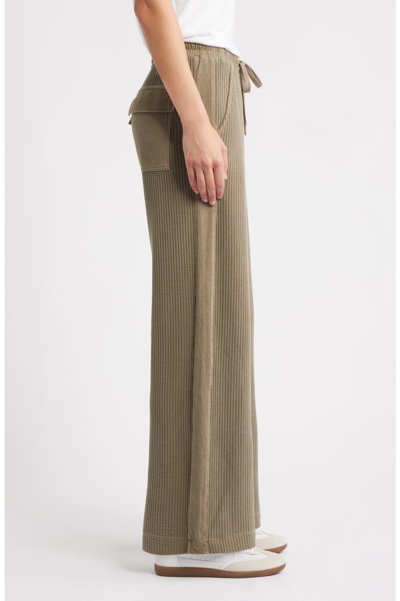 Side Stripe Waffle Knit Lounge Pants, Alternate, color, LIGHT OLIVE