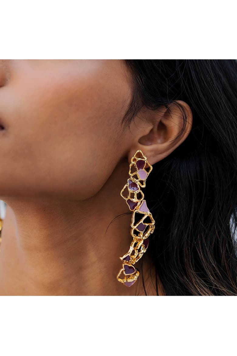 Gaia Drop Earrings, Alternate, color, Gold Plated