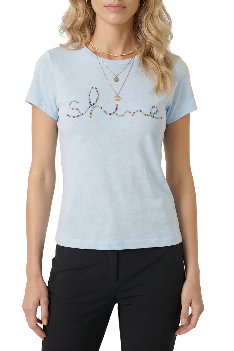 Short Sleeve Beaded Script Tee, Alternate, color, Blue