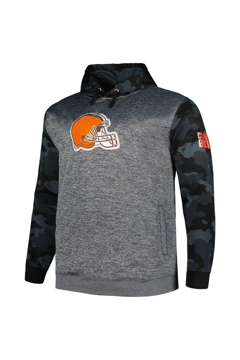 Men's Fanatics Branded Heather Charcoal Cleveland Browns Big & Tall Camo Pullover Hoodie, Alternate, color, Heather Charcoal