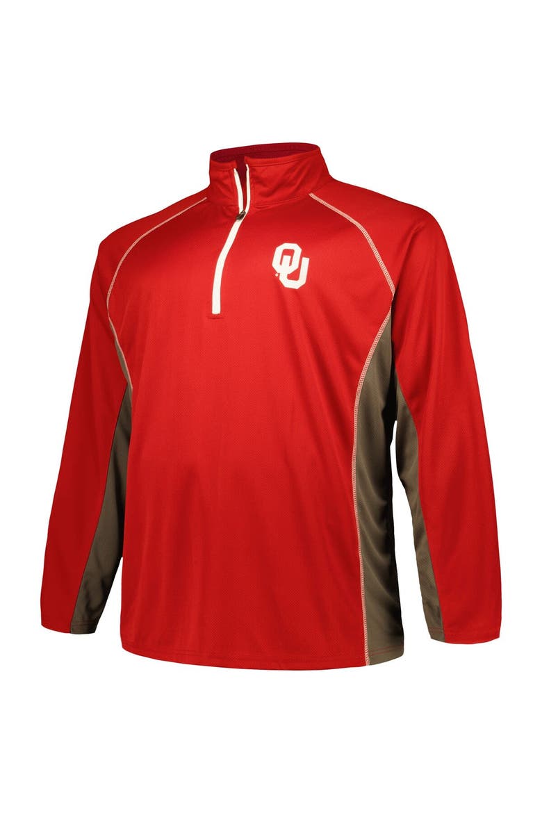 Men's Profile Crimson Oklahoma Sooners Big & Tall Quarter-Zip Raglan Jacket, Alternate, color, Crimson