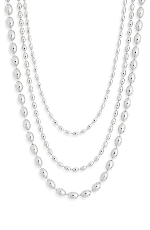 Triple Row Bead Chain Necklace