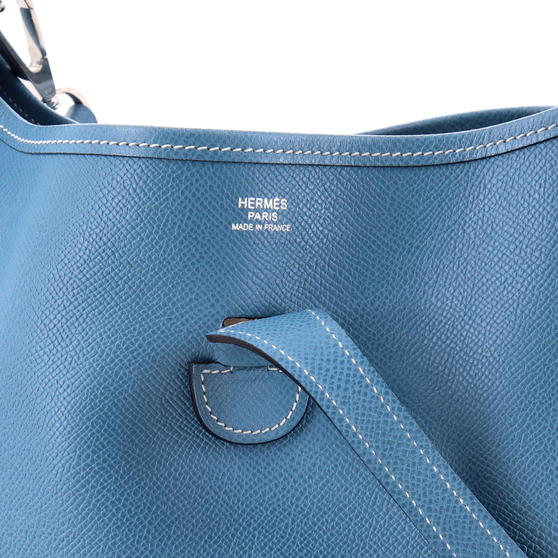 Pre-Owned Hermes Evelyne Bag Gen II Epsom PM, Alternate, color, Bleu Jean
