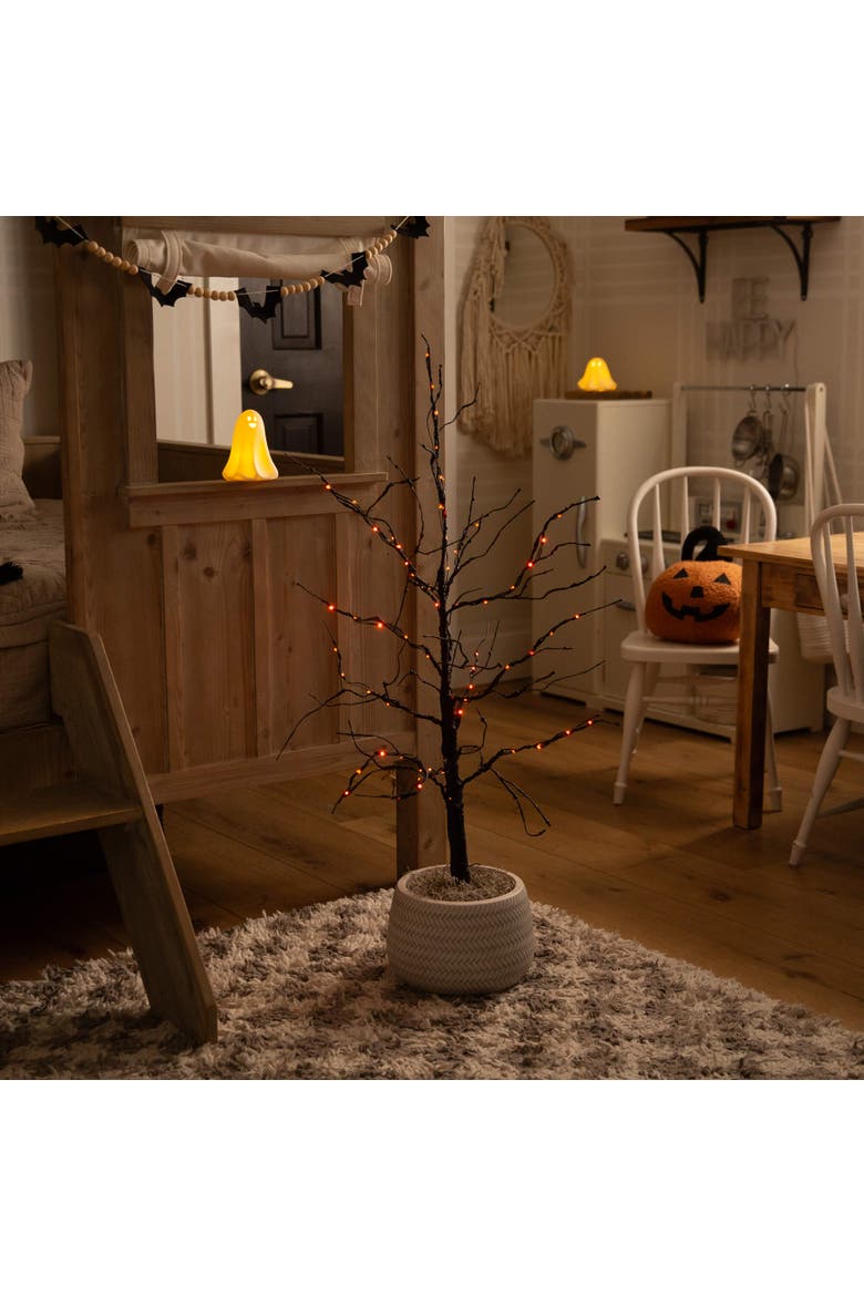 3-ft Pre-Lit Halloween Black Twig Artificial Tree with 80 Orange & Purple LED Lights, Alternate, color, Black