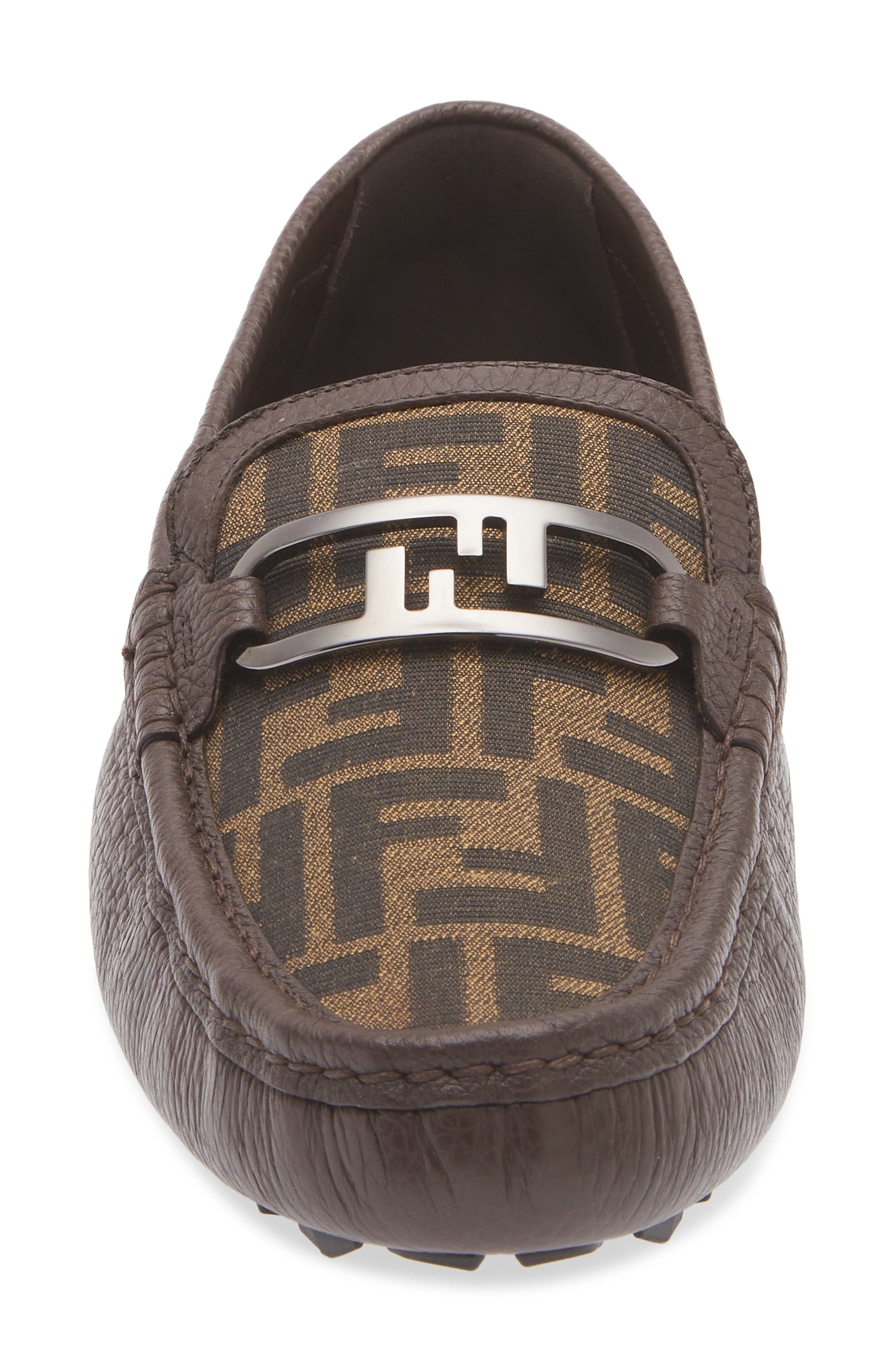 Fendi O'Lock Mixed Media Driving Loafer, Alternate, color, 