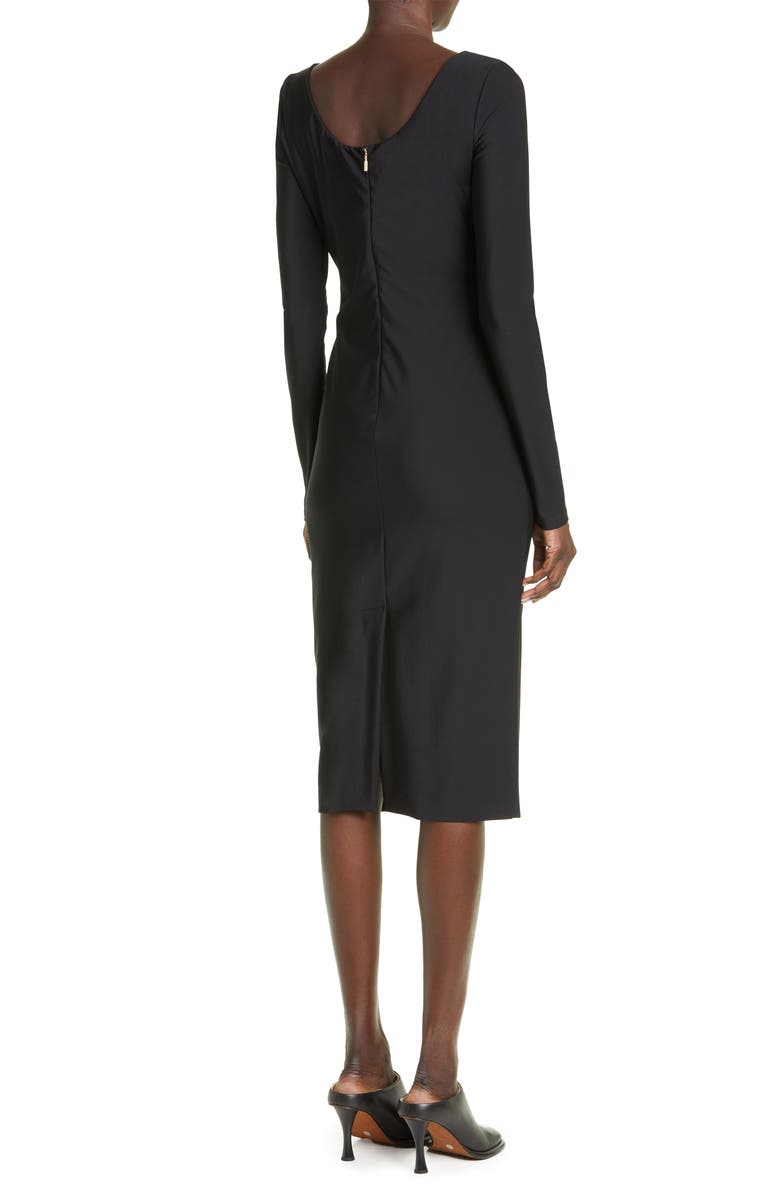 Max Mara Riber Gathered Long Sleeve Jersey Midi Dress, Alternate, color, 