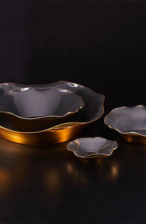 Lunares Ruffled Graphite Bowl In Gold