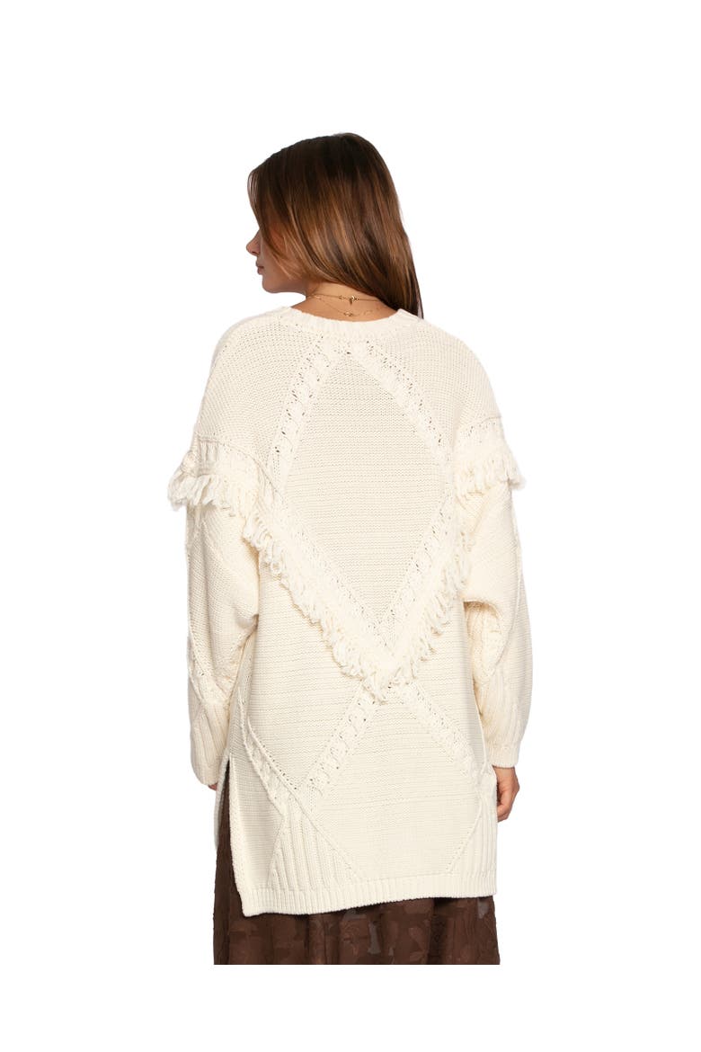 Tassel Line Fringe Oversized Sweater, Alternate, color, Natural