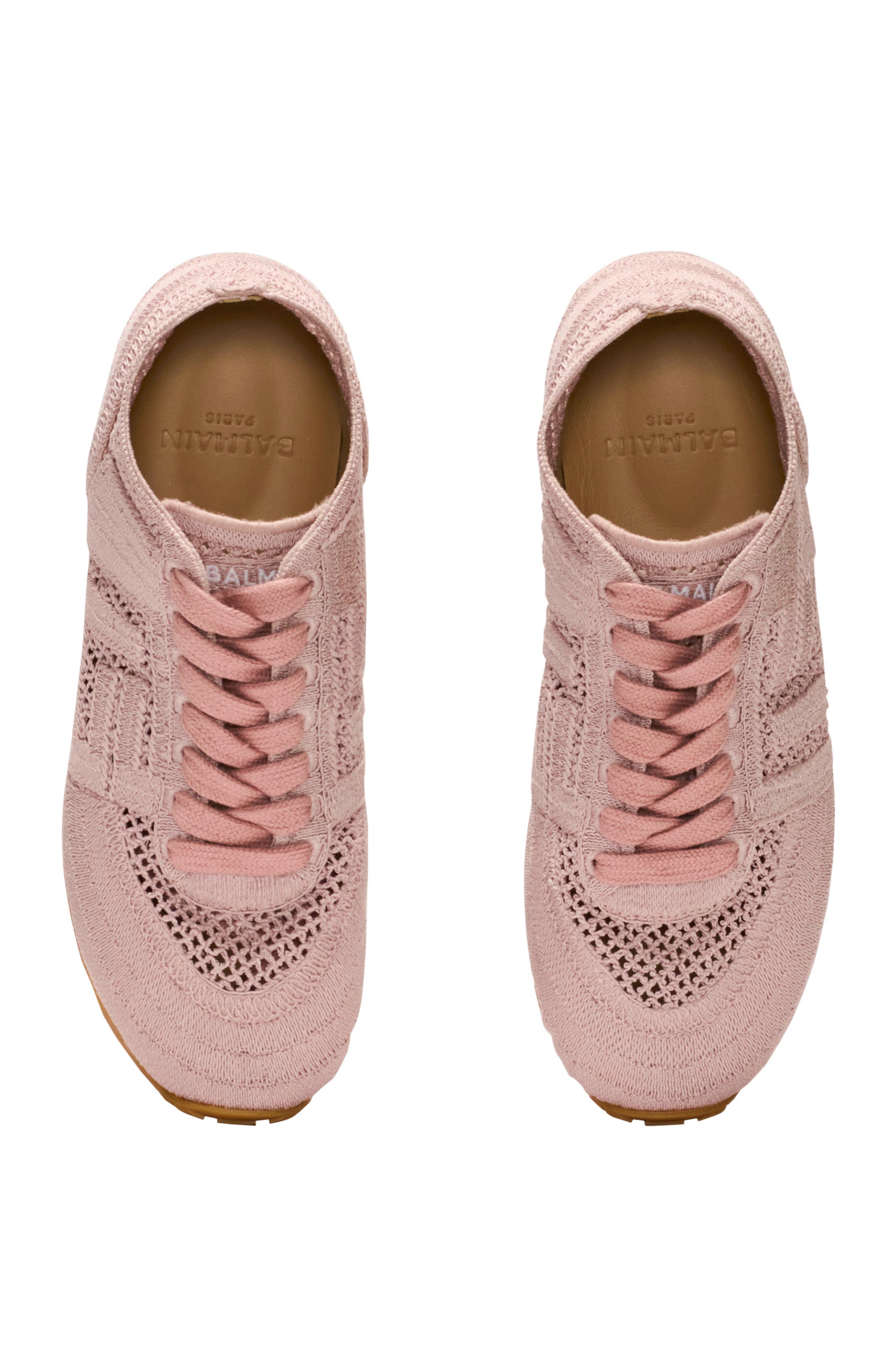 Balmain Racer 45 macramé trainers, Alternate, color, Pink