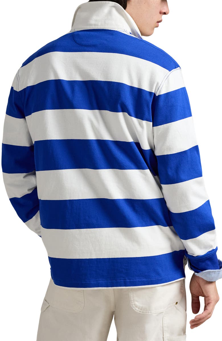 Polo Ralph Lauren The Iconic Rugby Stripe Long Sleeve Polo, Alternate, color, Pacific Royal/ Cls Oxfrd White