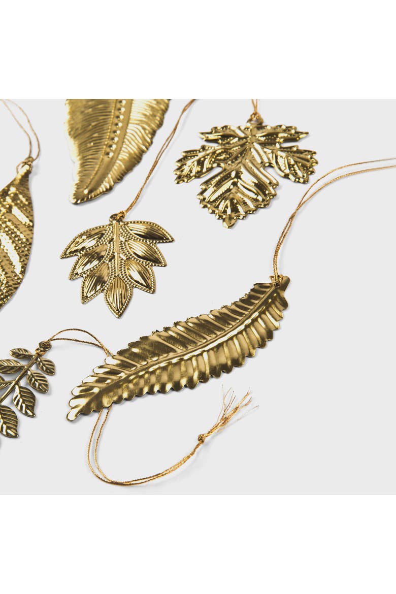 Eternal Leaves Brass Ornaments Set, Alternate, color, Metallic Gold