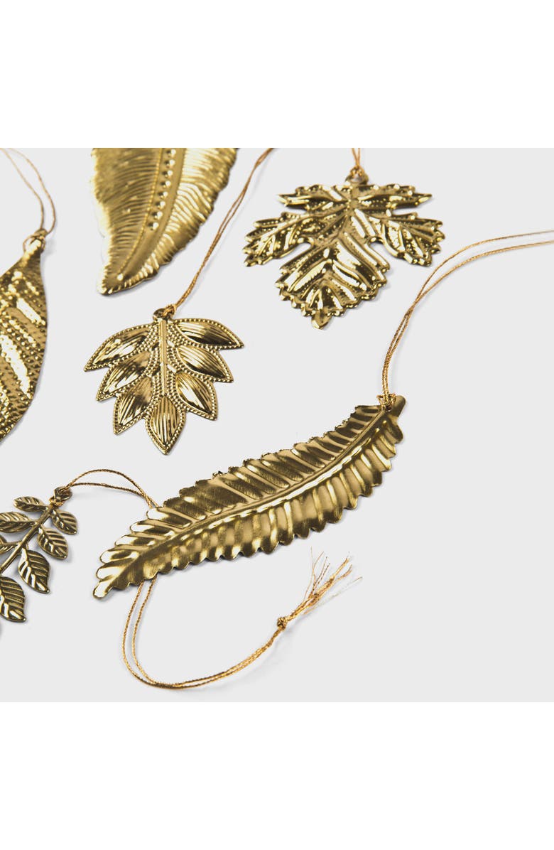 Mela Artisans Eternal Leaves Brass Ornaments Set, Alternate, color, Metallic Gold