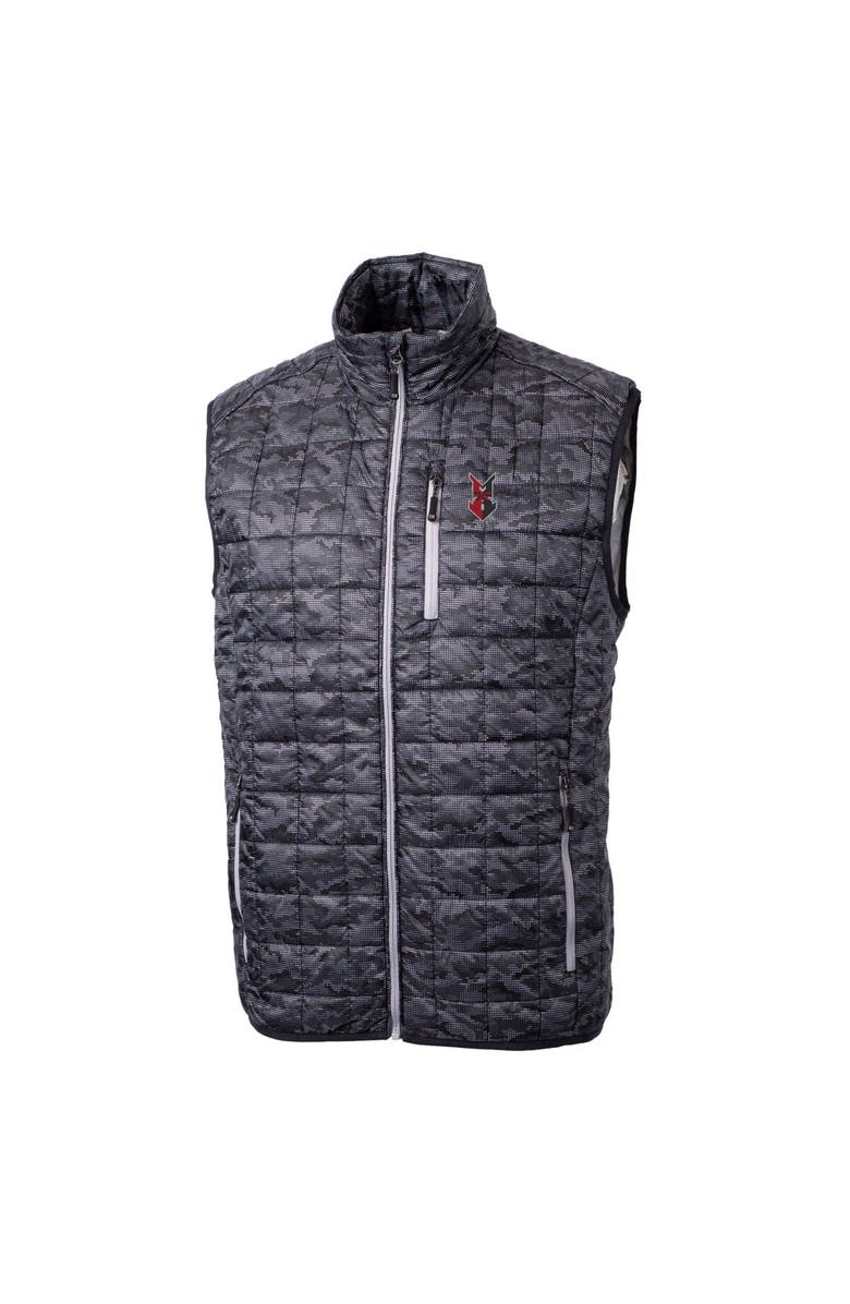 Cutter & Buck Men's Cutter & Buck Black Indianapolis Indians Rainier PrimaLoft Eco Insulated Full-Zip Printed Puffer Vest, Alternate, color, 