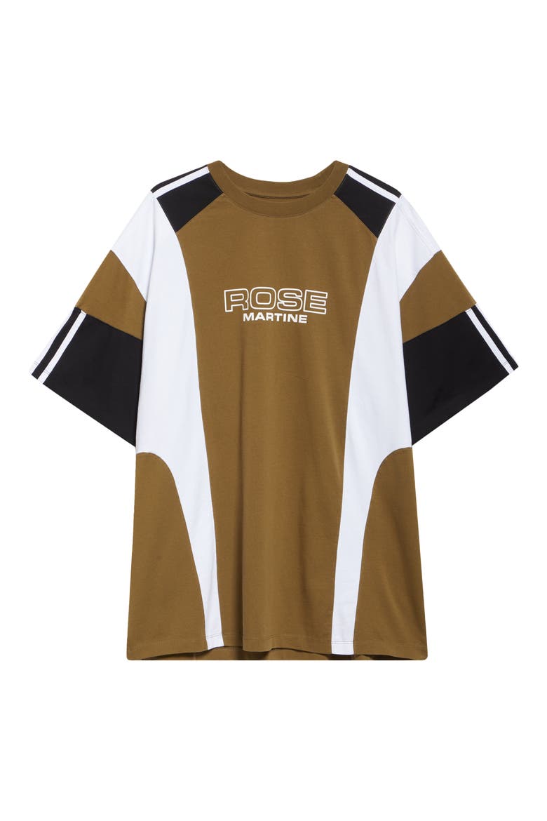Oversize Panelled T-Shirt, Alternate, color, GREEN KHAKI ROSE OUTLINE