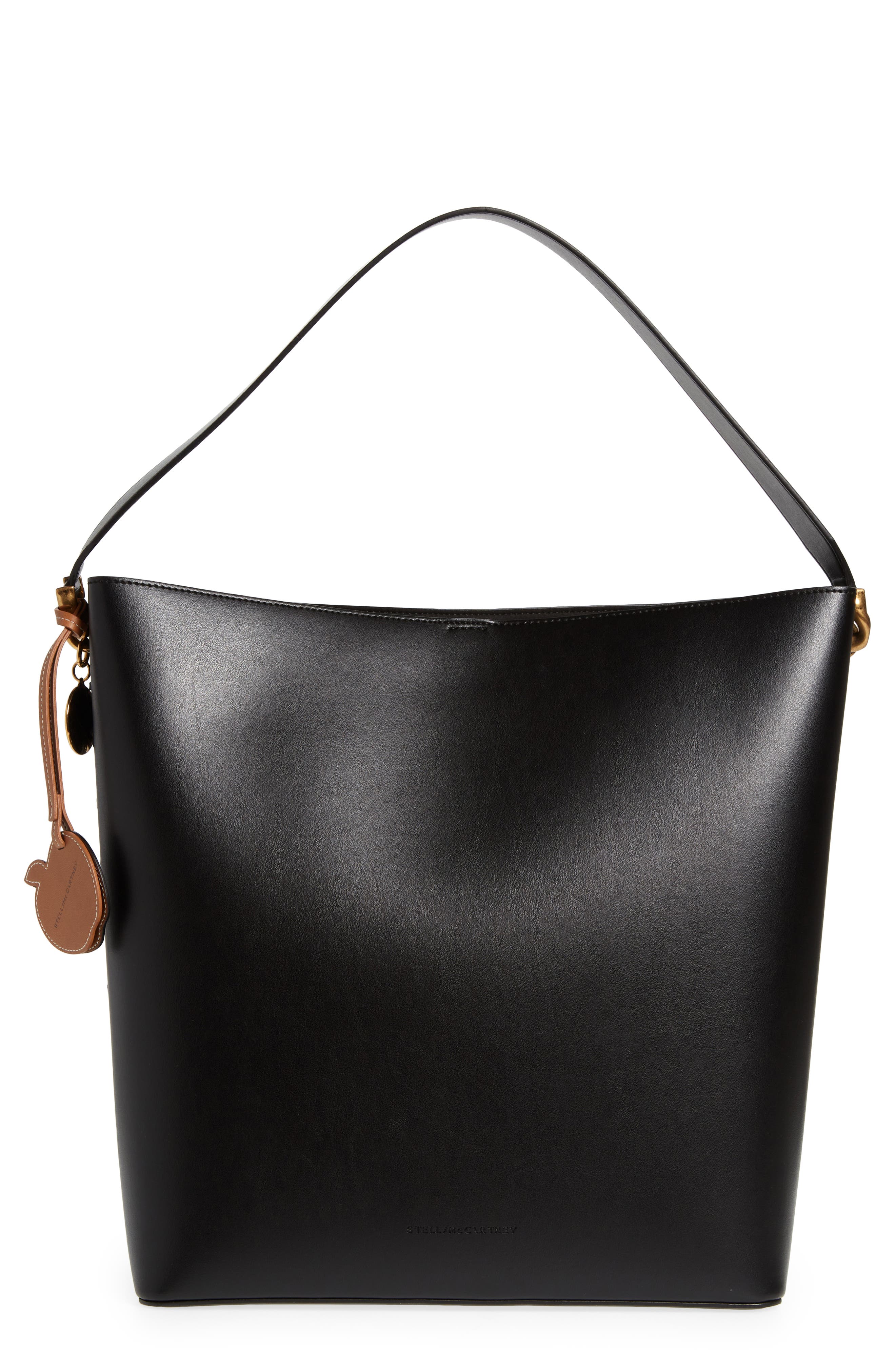Stella McCartney Frayme Laced Faux Leather Tote, Main, color, Black