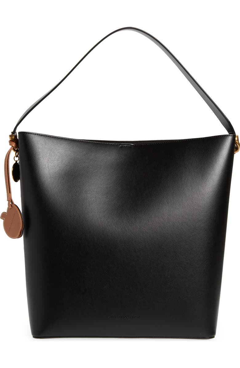 Stella McCartney Frayme Laced Faux Leather Tote, Main, color, Black