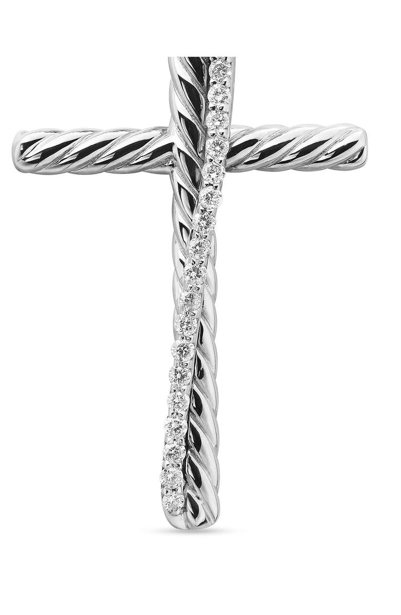 David Yurman Crossover Cross Pendant in Sterling Silver with Pavé Diamonds, Alternate, color, 