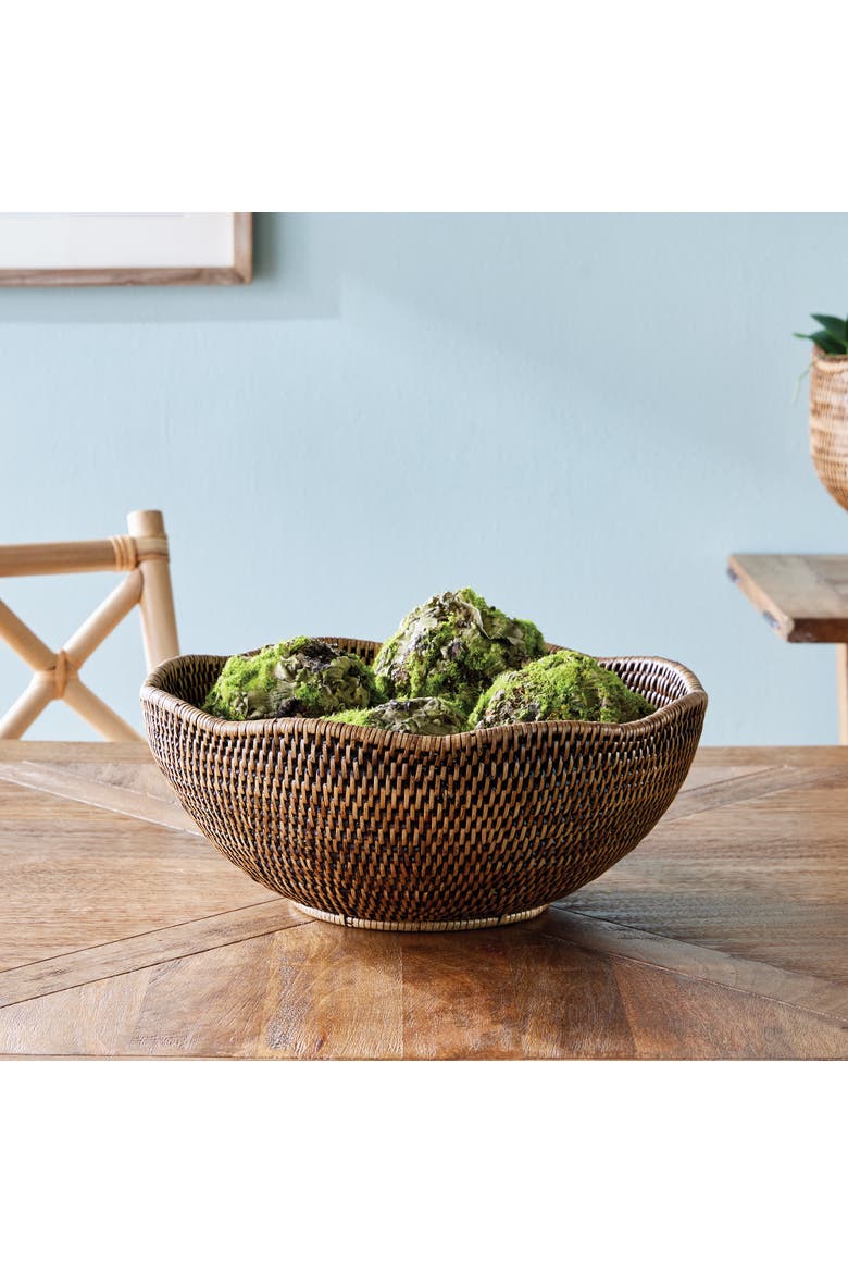 Burma Rattan Scalloped Edge Decorative Bowl, Alternate, color, Brown