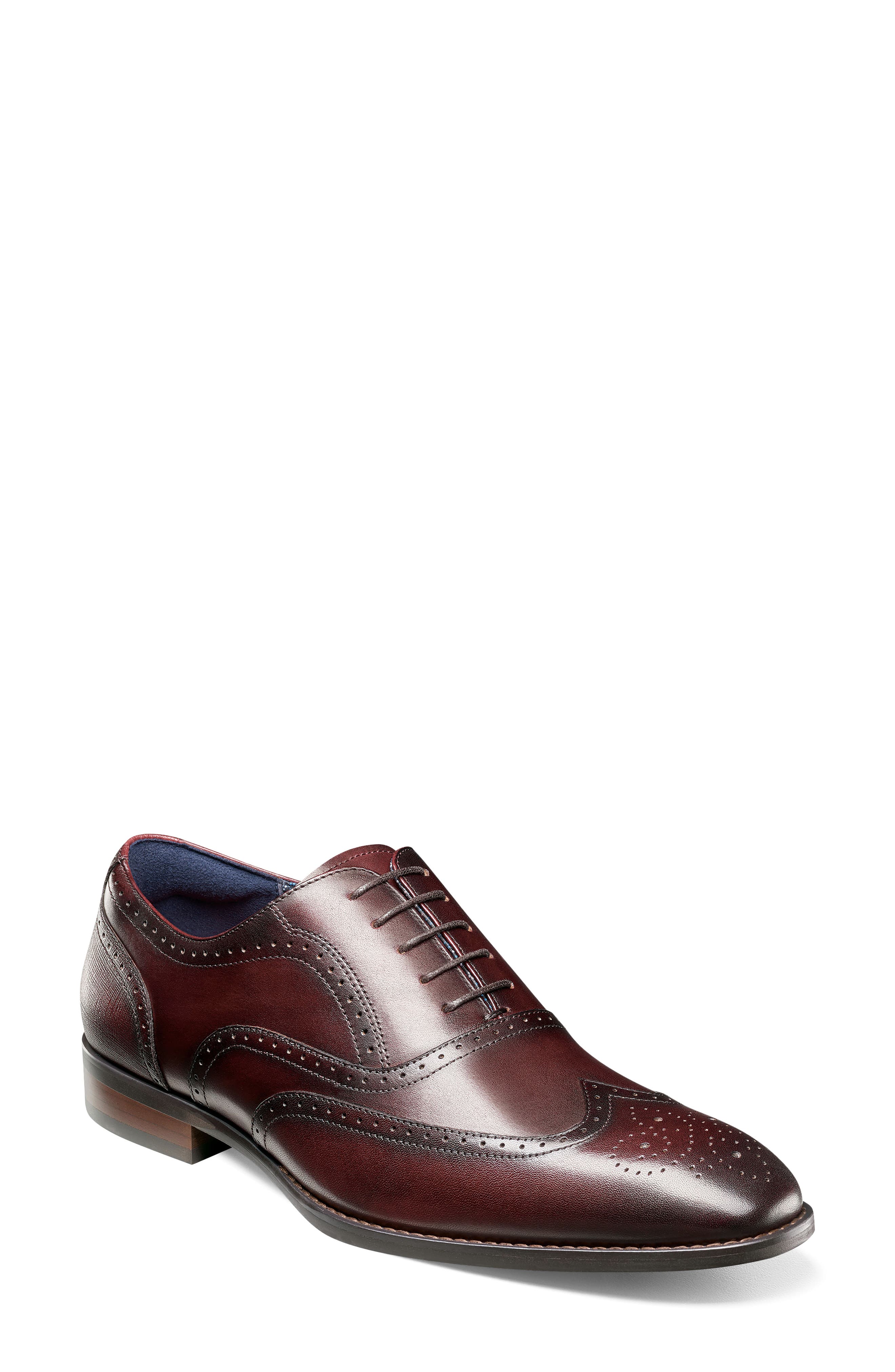 Stacy Adams Kaine Wingtip Oxford, Main, color, Burgundy