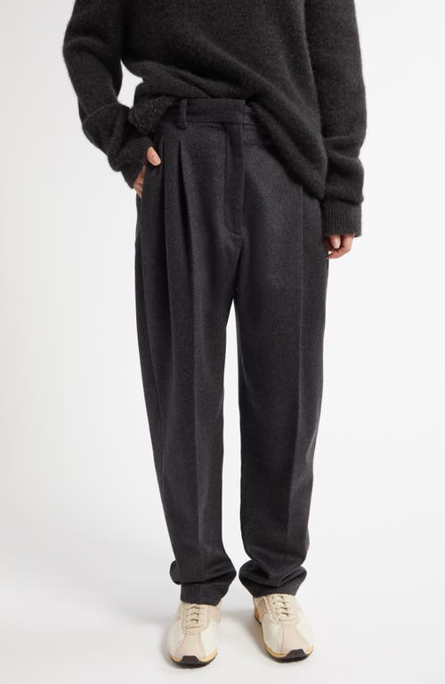 Shop The Row Richelle Pleated Tapered Cashmere Pants In Charcoal Melange