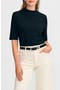 Elbow Sleeve Mock Neck Top