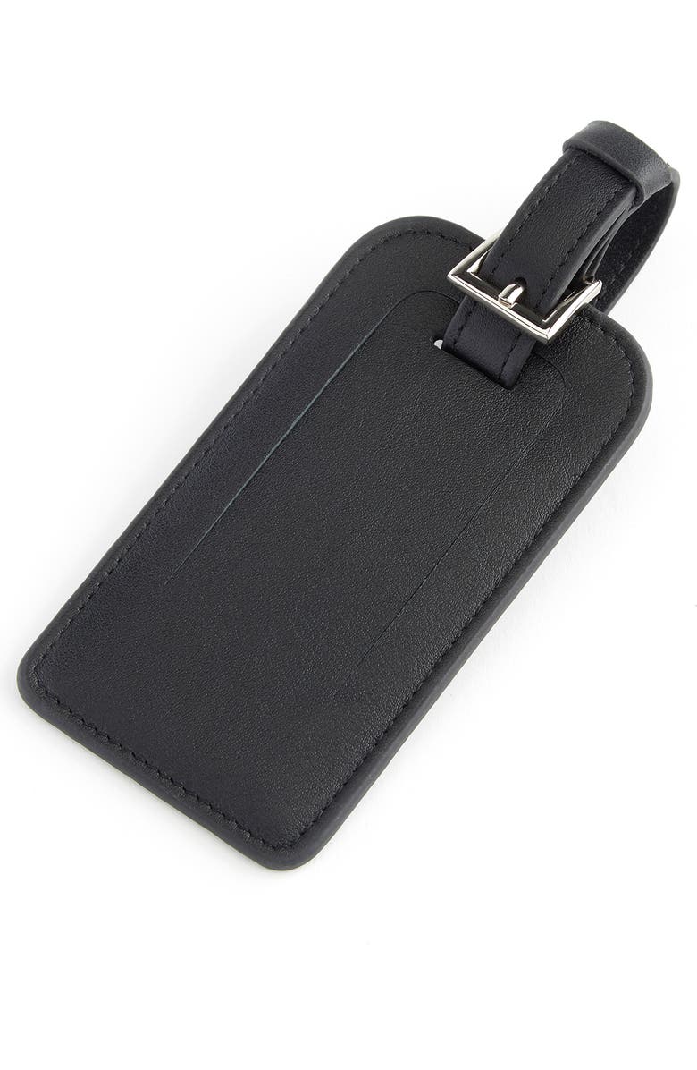 ROYCE New York Personalized Leather Luggage Tag, Main, color, Black- Deboss