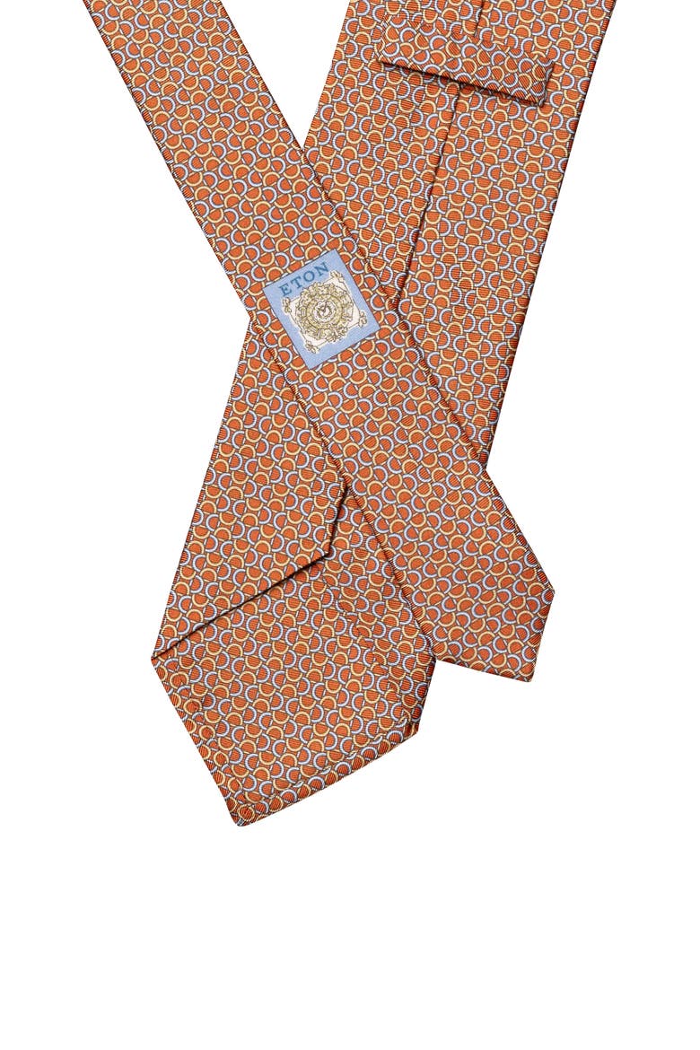Printed Silk Tie, Alternate, color, MEDIUM ORANGE