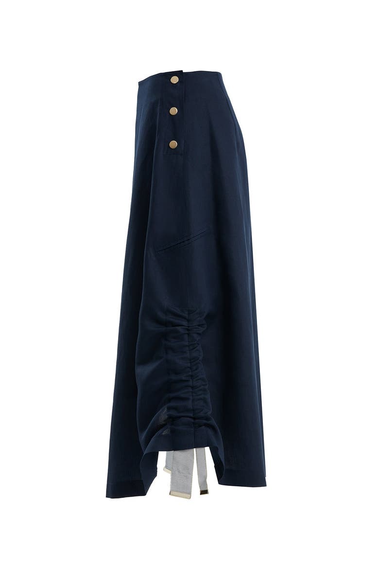 Dark Navy Button-Closure Maxi Skirt, Alternate, color, Blue