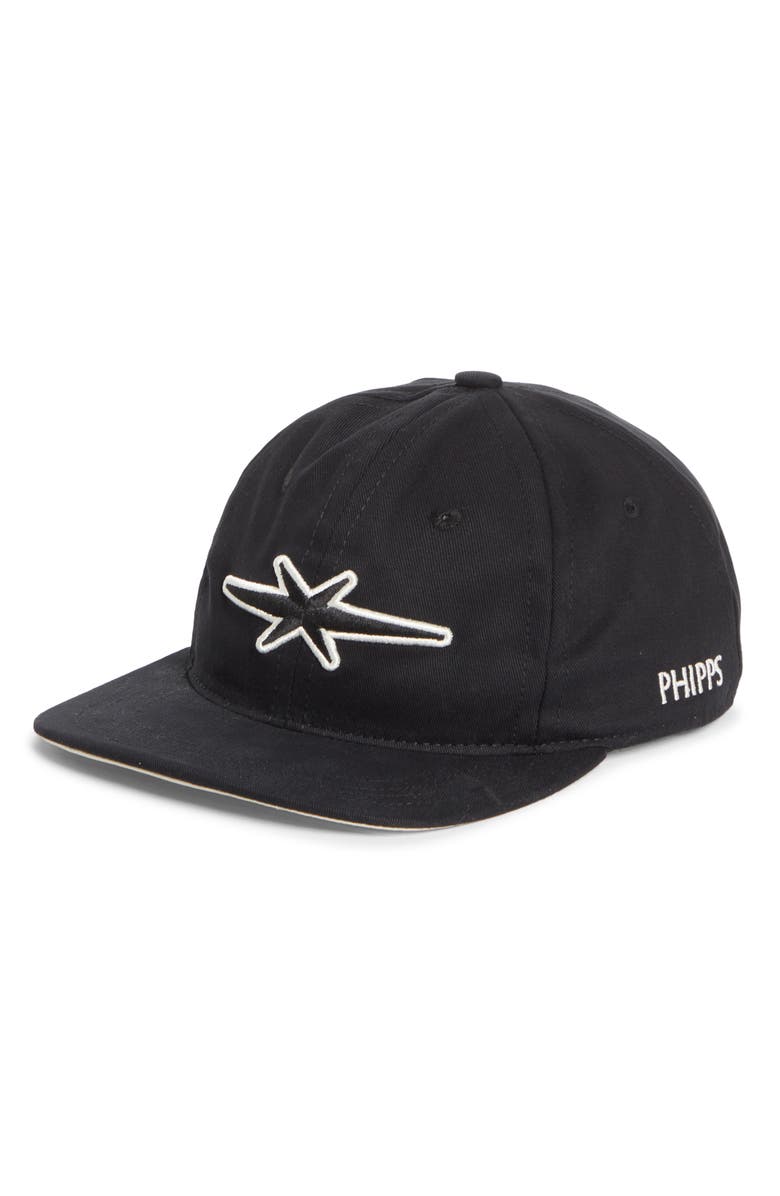 PHIPPS Star Logo Embroidered Classic Adjustable Baseball Cap, Main, color, Washed Black