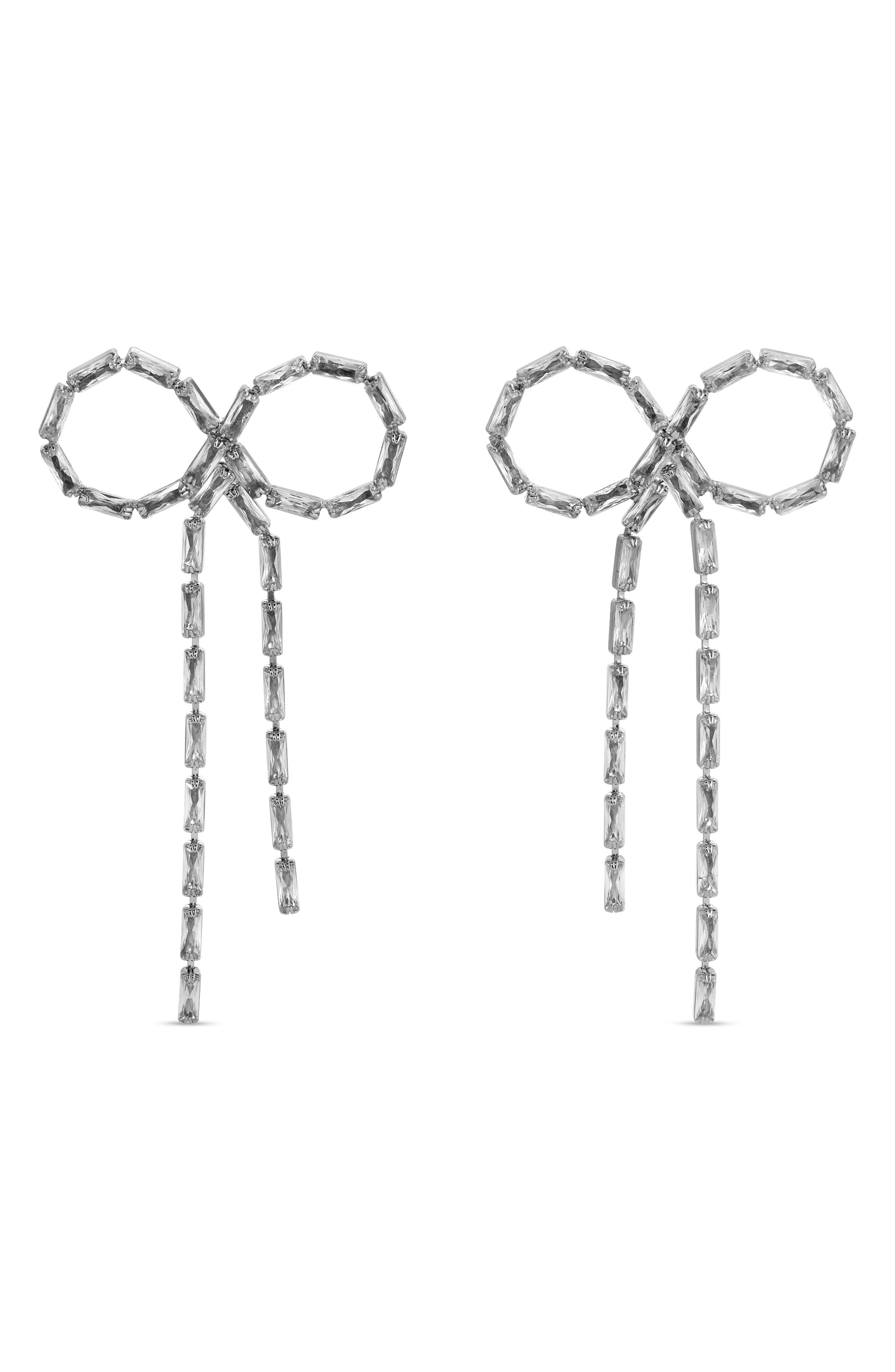 EYE CANDY LOS ANGELES Bowy Cubic Zirconia Drop Earrings