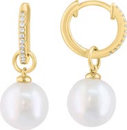 EFFY Diamond & Freshwater Pearl Huggie Earrings