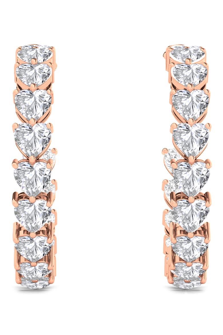 Heart Lab Created Diamond Inside Out Hoop Earrings, Main, color, 18K ROSE GOLD
