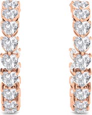 HauteCarat Heart Lab Created Diamond Inside Out Hoop Earrings
