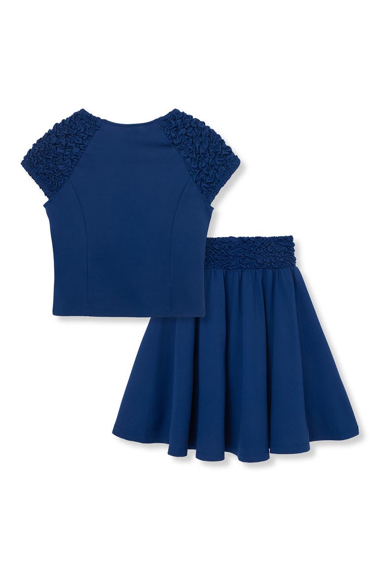 Kids' Top & High-Low Skirt Set, Alternate, color, NAVY