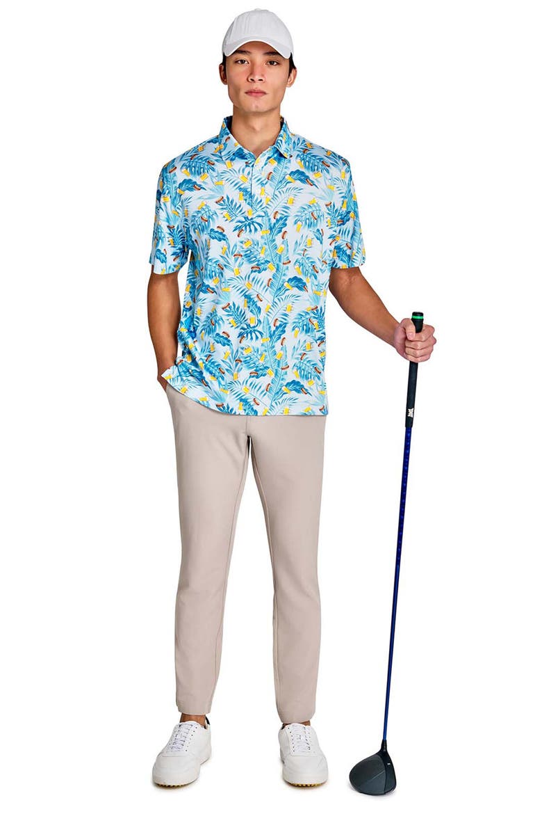 Regular Fit Beer & Hot Dogs Recycled Performance Golf Polo, Alternate, color, BABY BLUE
