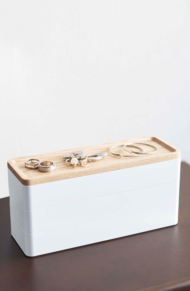 Yamazaki 3-Tier Accessory/Watch Box, Alternate, color, White