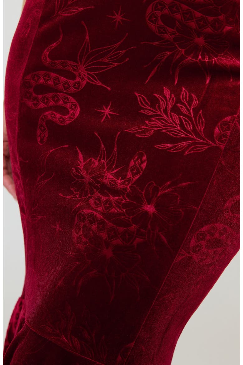 Penelope Wiggle Dress, Alternate, color, Burgundy Velvet w/ Snake Print
