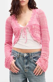 BDG Urban Outfitters Open Stitch Tie Front Cardigan