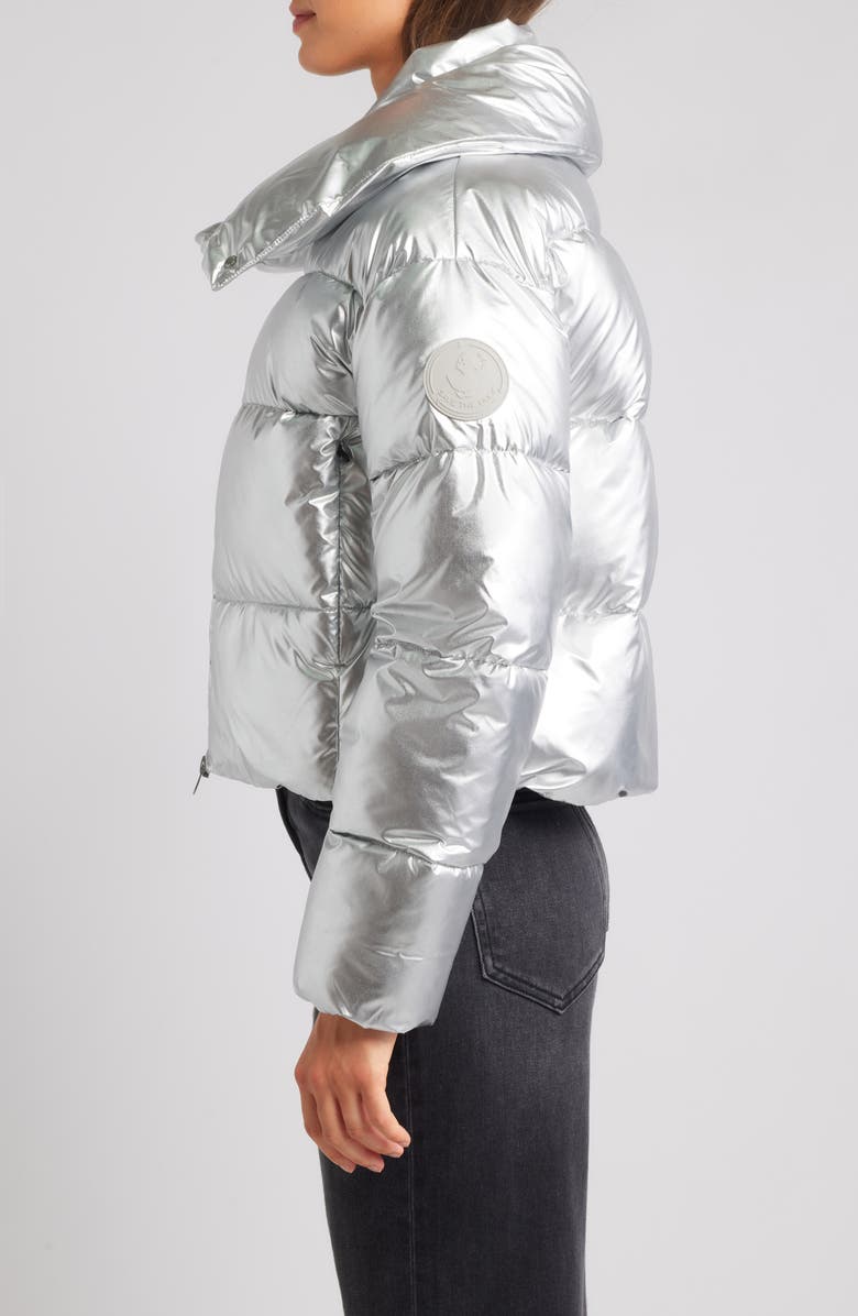 Save The Duck Giselle Windproof Crop Puffer Jacket, Alternate, color, Silver