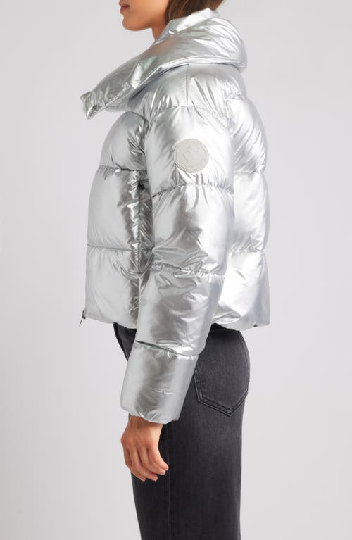 Save The Duck Giselle Short Down Jacket With High-shine Finish Clothing In Silver