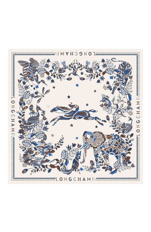 Longchamp Foret Square Silk Scarf In Blue