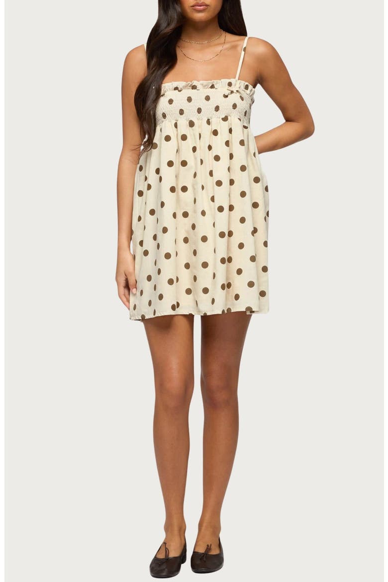 Polka Dot Minidress, Main, color, CREAM