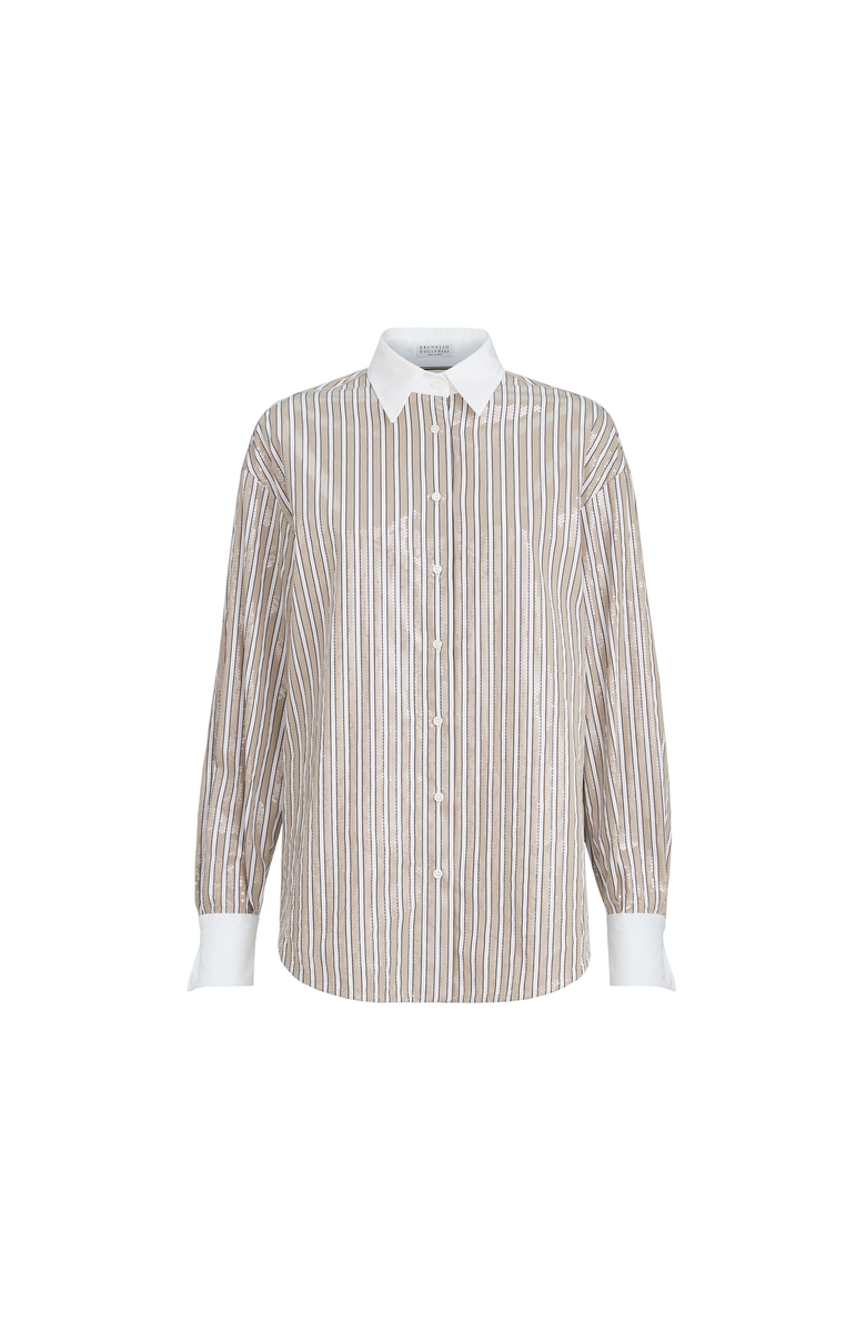 Brunello Cucinelli Dazzling stripes shirt, Main, color, Beige